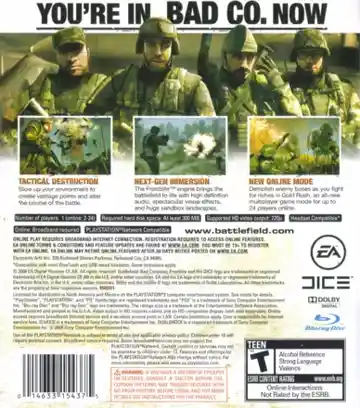 Battlefield - Bad Company (USA) (v1.20) (Disc) (Update) box cover back